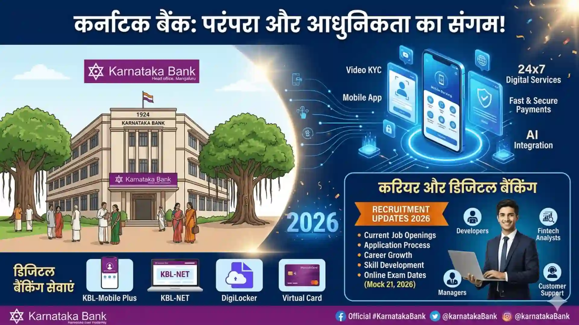 Karnataka Bank digital banking services and recruitment updates 2026 VANTAGE POST IN