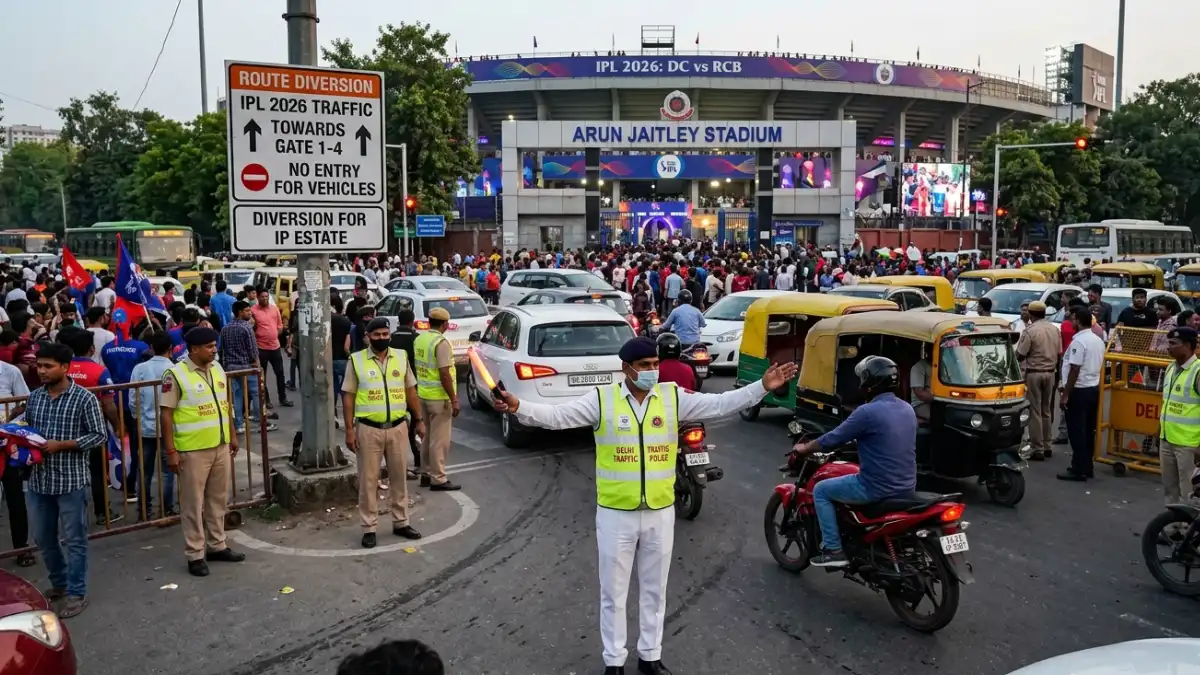 DC vs KKR मैच अलर्ट: सावधान! दिल्ली में इन 5 रास्तों पर जाने से बचें, पुलिस ने जारी की सख्त ट्रैफिक एडवाइजरी