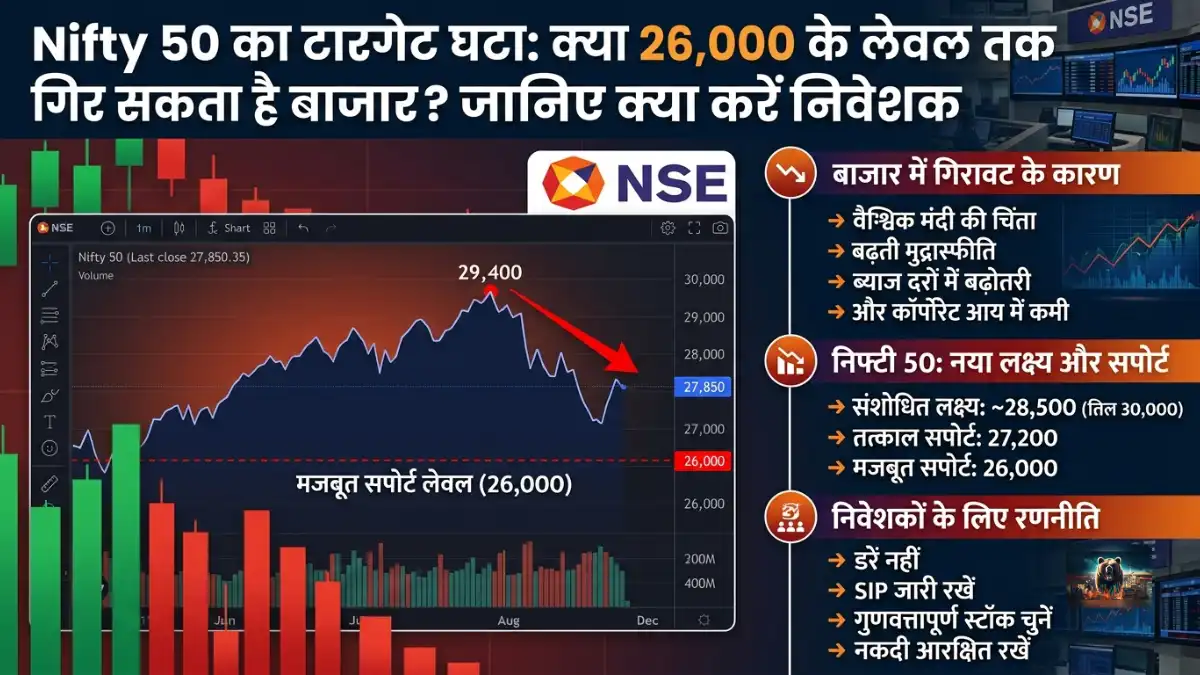 Nifty 50 का टारगेट घटा: क्या 26,000 के लेवल तक गिर सकता है बाजार? जानिए क्या करें निवेशक