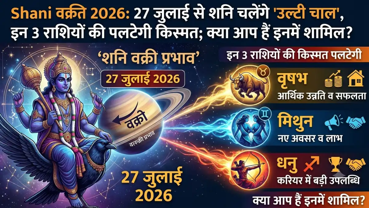 Shani Vakri 2026: 27 जुलाई से शनि चलेंगे 'उल्टी चाल', इन 3 राशियों की पलटेगी किस्मत; क्या आप हैं इनमें शामिल?