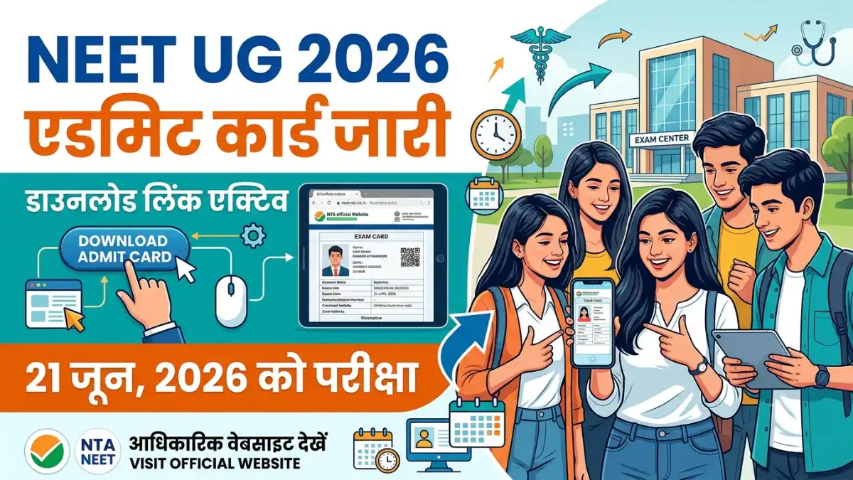 NEET UG 2026 एडमिट कार्ड जारी: NTA ने एक्टिव किया डाउनलोड लिंक, 21 जून को होगी परीक्षा