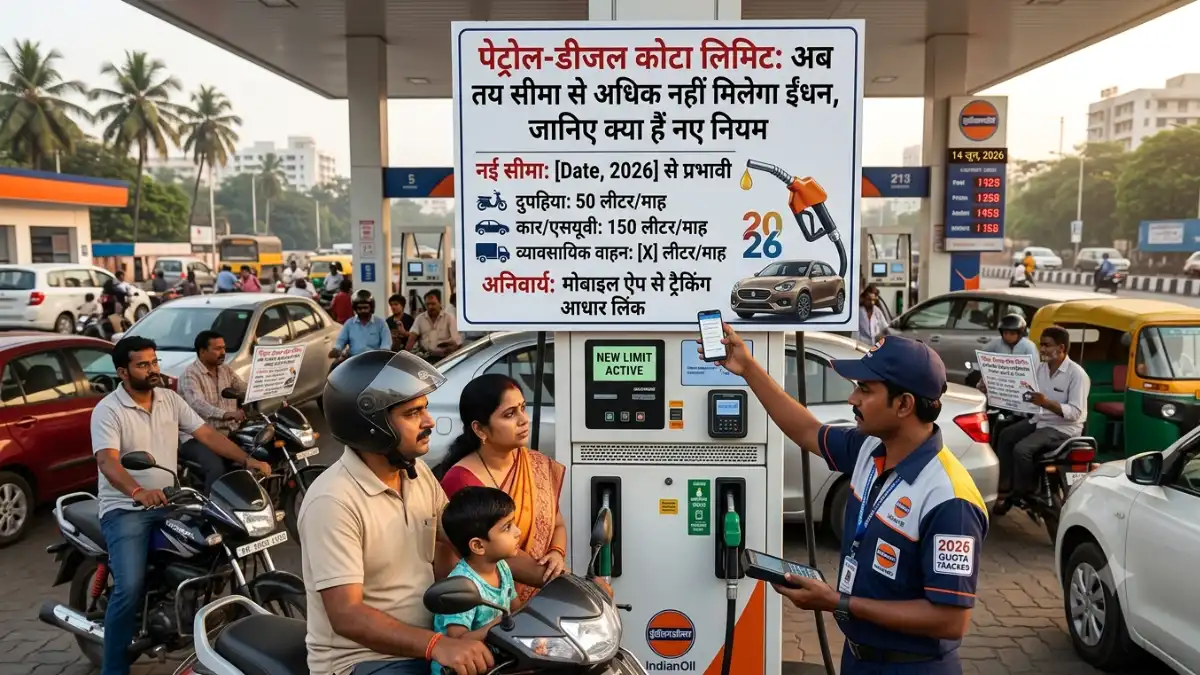 पेट्रोल-डीजल कोटा लिमिट: अब तय सीमा से अधिक नहीं मिलेगा ईंधन, जानिए क्या हैं नए नियम पेट्रोल-डीजल कोटा लिमिट: अब तय सीमा से अधिक नहीं मिलेगा ईंधन, जानिए क्या हैं नए नियम