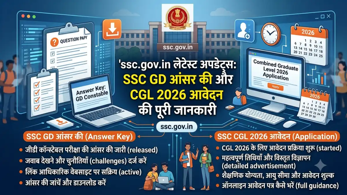ssc.gov.in लेटेस्ट अपडेट्स: SSC GD आंसर की और CGL 2026 आवेदन की पूरी जानकारी
