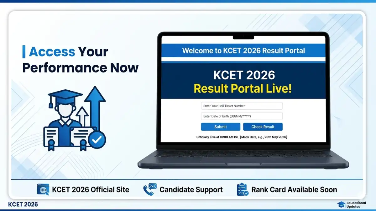 Students checking KCET 2026 result and scorecard on the official KEA website portal.