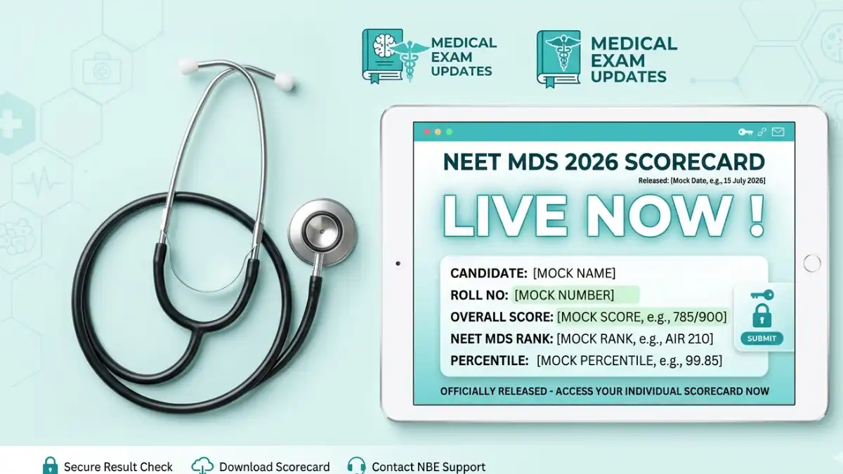 neet mds 2026 result: नीट एमडीएस का परिणाम घोषित, यहाँ से डाउनलोड करें अपना स्कोरकार्ड और कट-ऑफ लिस्ट Medical students checking their NEET MDS 2026 official result and scorecard on NBEMS portal.