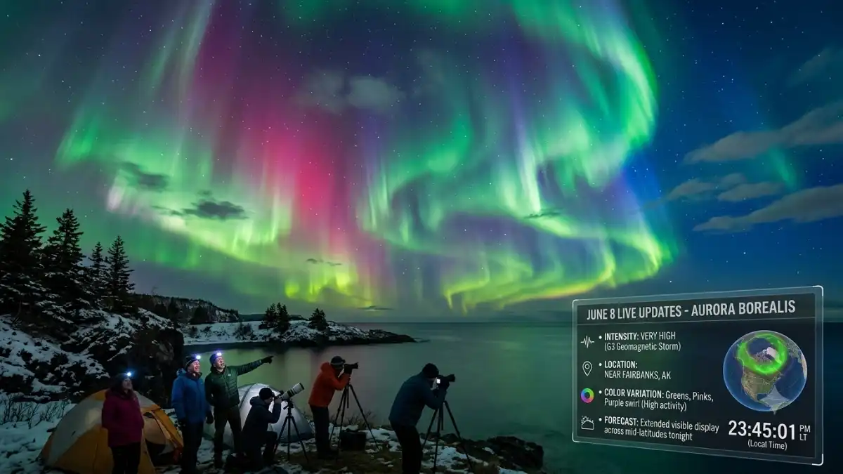 northern lights june 8 live updates of colorful aurora in night sky