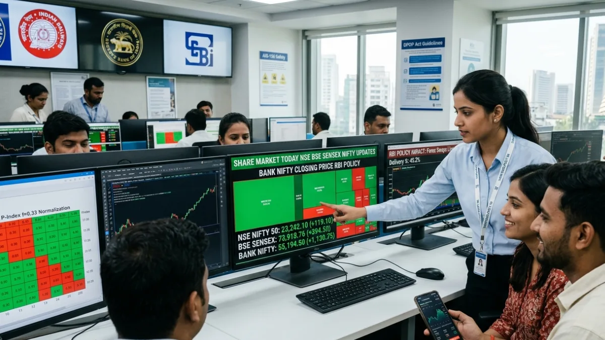 share market today nse bse sensex nifty updates bank nifty closing price rbi policy