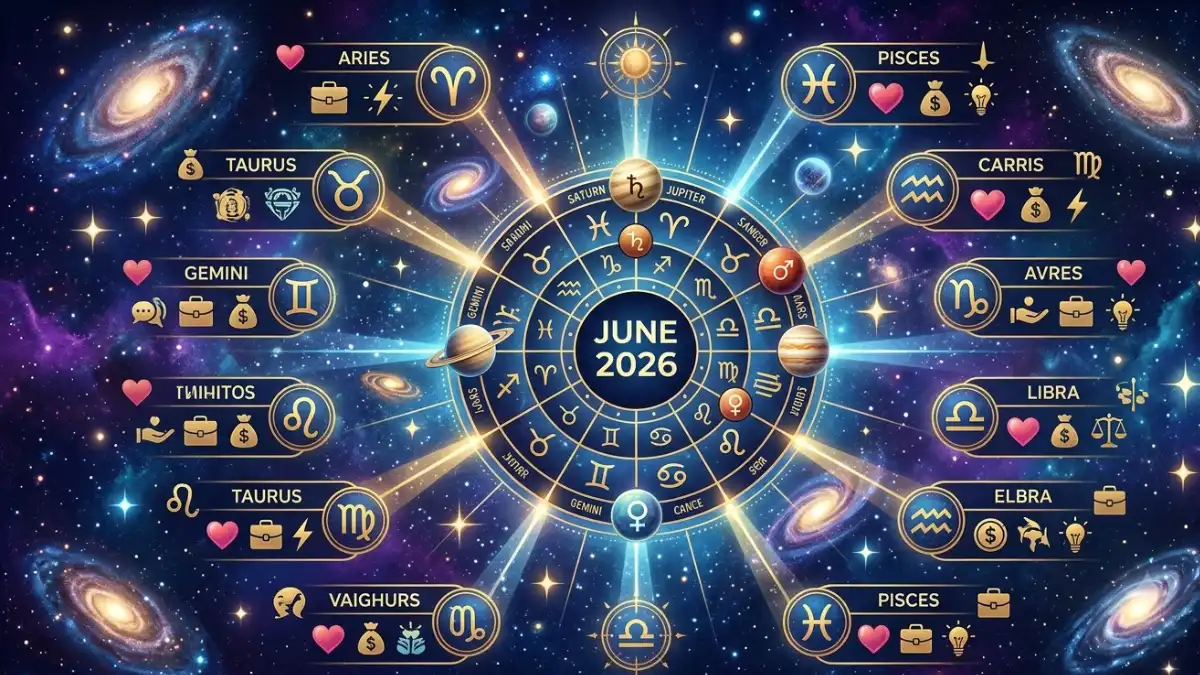 जून 2026 का मासिक राशिफल: सभी 12 राशियों के लिए कैसा रहेगा यह महीना? June 2026 Monthly Horoscope predictions for all zodiac signs