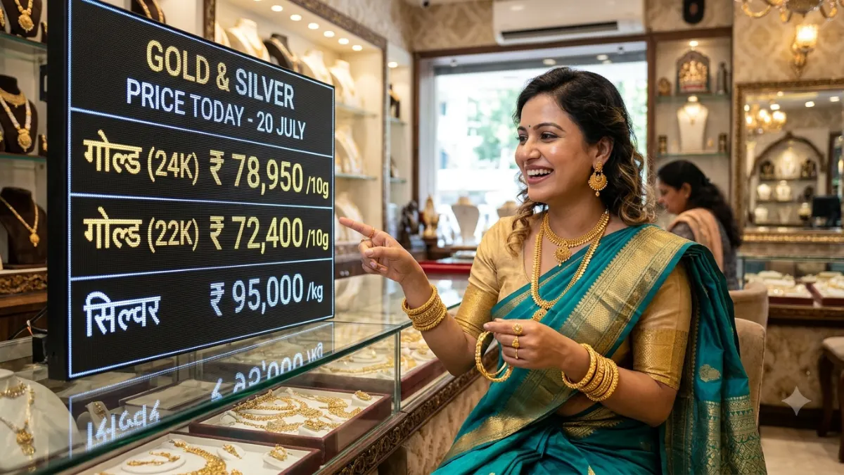 Gold Silver Price Today 20 July: इधर शेयर मार्केट हुआ क्रैश, उधर सोना-चांदी की कीमतों में आया रिकॉर्ड तोड़ उछाल; जानें 24 और 22 कैरेट का ताजा भाव Gold Silver Price Today 20 July: इधर शेयर मार्केट हुआ क्रैश, उधर सोना-चांदी की कीमतों में आया रिकॉर्ड तोड़ उछाल; जानें 24 और 22 कैरेट का ताजा भाव