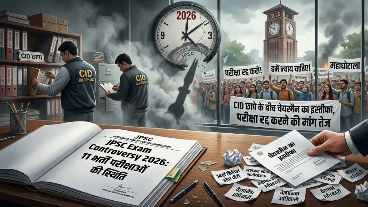 JPSC Exam Controversy 2026: CID छापे के बीच चेयरमैन का इस्तीफा, परीक्षा रद्द करने की मांग तेज; पढ़ें 11 भर्ती परीक्षाओं की पूरी रिपोर्ट