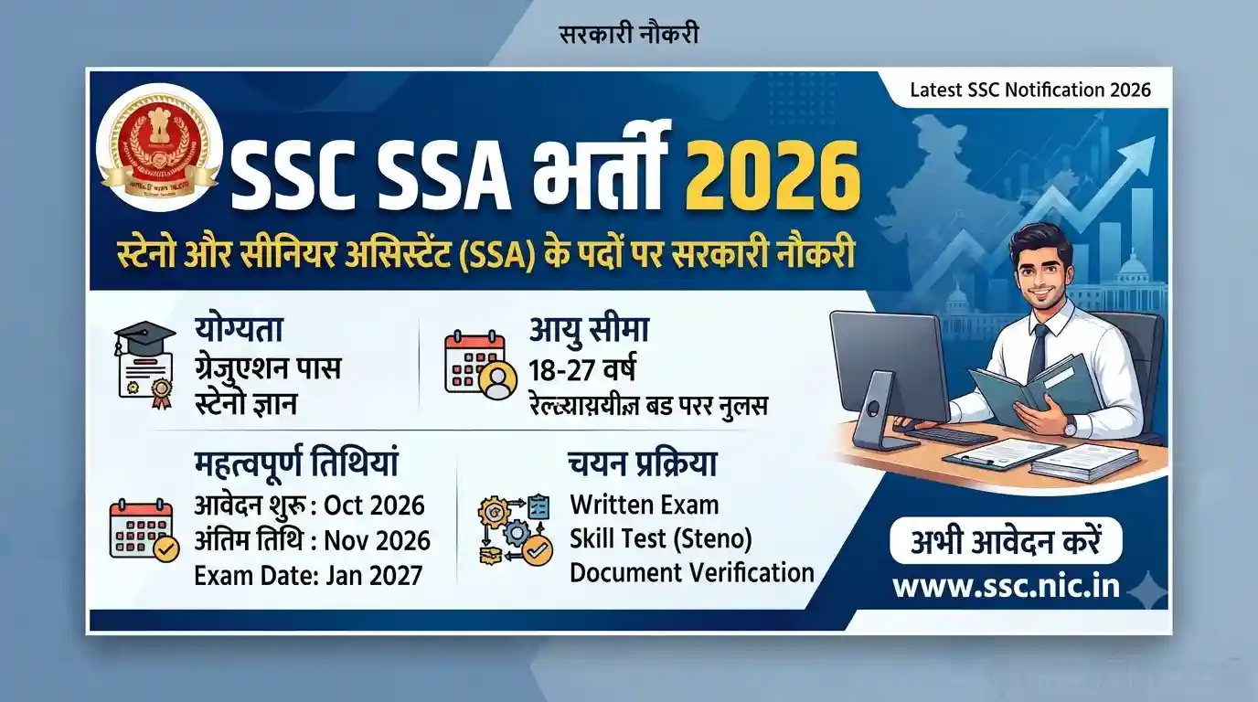 SSC SSA Recruitment 2026: 3 महत्वपूर्ण बातें जो आपको जाननी चाहिए SSC SSA Recruitment 2026