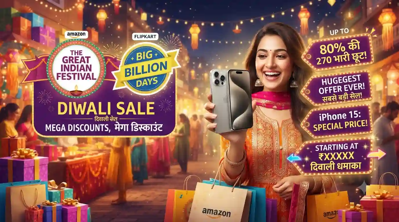 Flipkart Big Billion Days & Amazon Great Indian Festival: साल की सबसे बड़ी सेल लाइव! iPhone से लेकर AC तक मिल रही बंपर छूट Flipkart Big Billion Days Amazon Sale offers