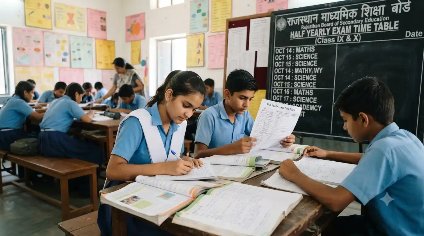 Rajasthan Board Half Yearly Exam time table 2026