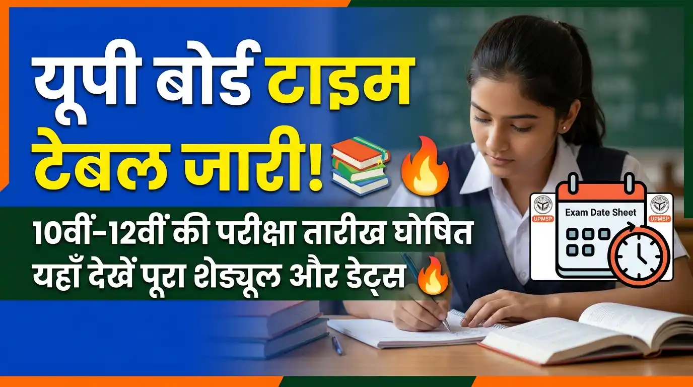 UP Board exam time table class 10 12