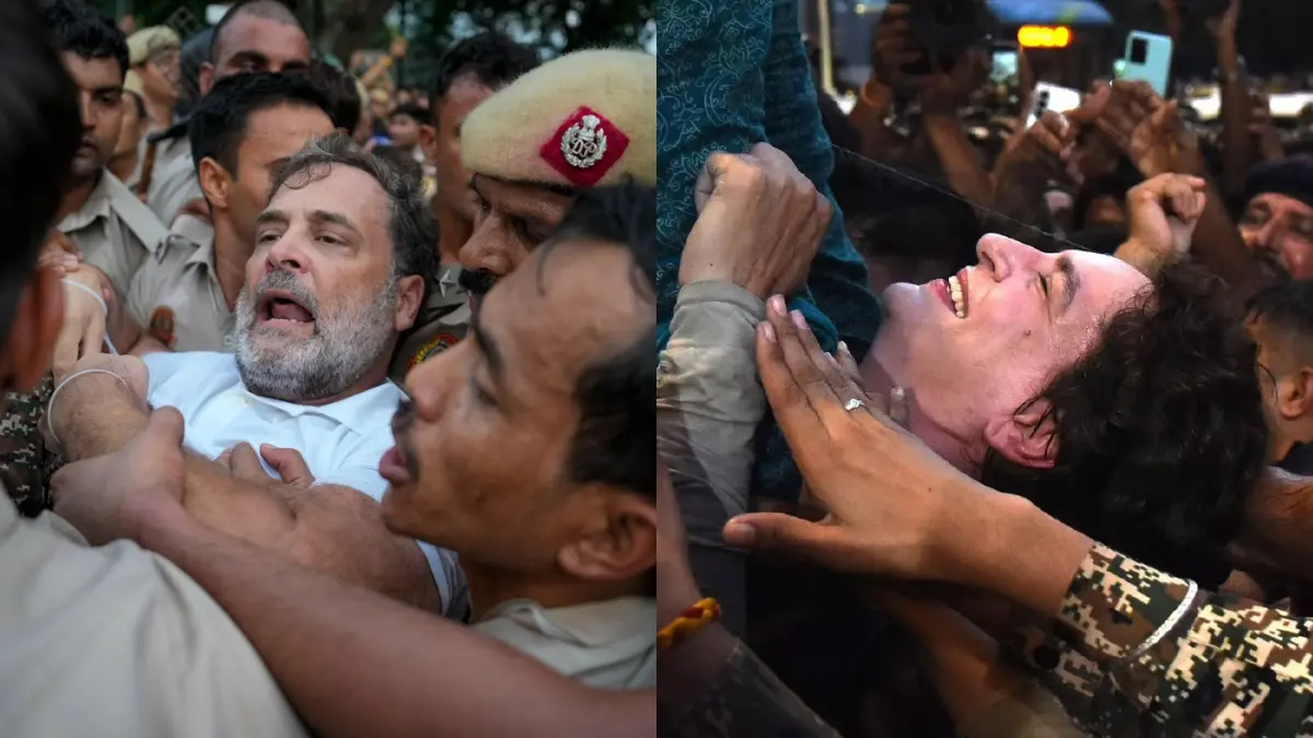 Rahul Gandhi Priyanka Gandhi detained Delhi protest